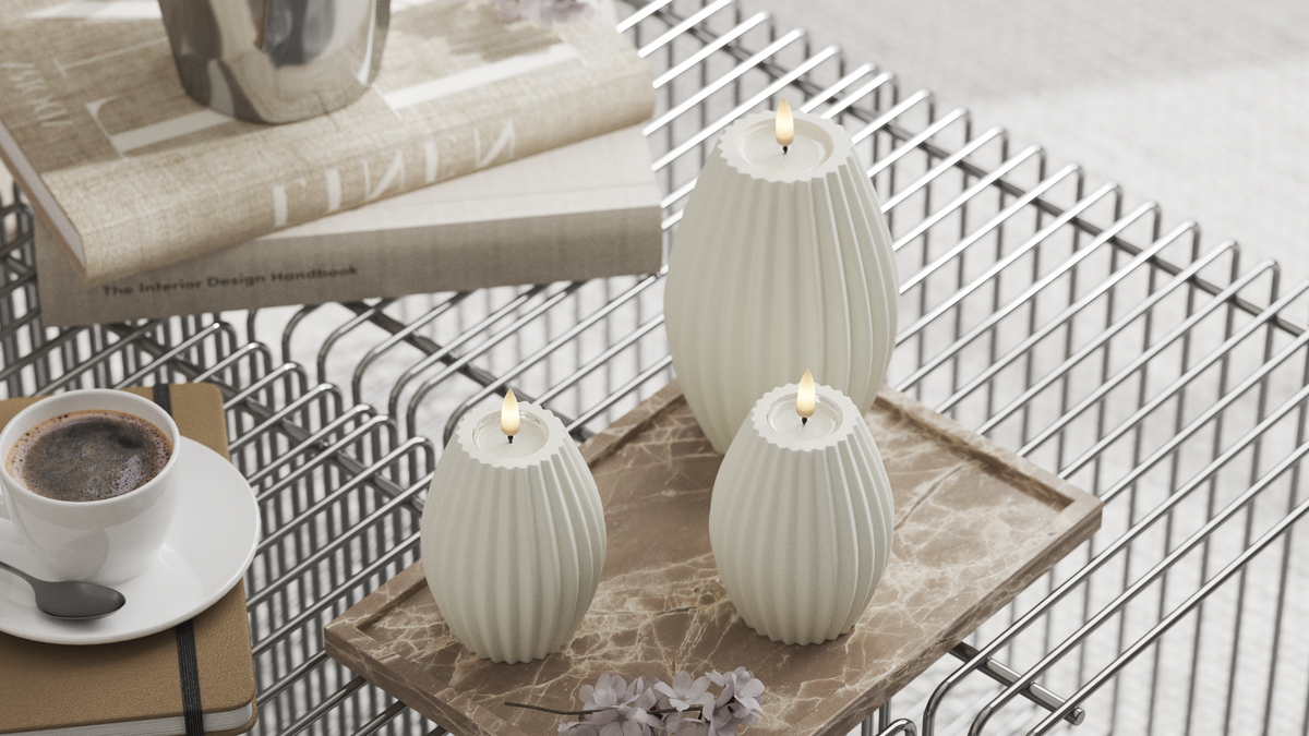 LED de vida real Vela canelada Com design wetlook ™