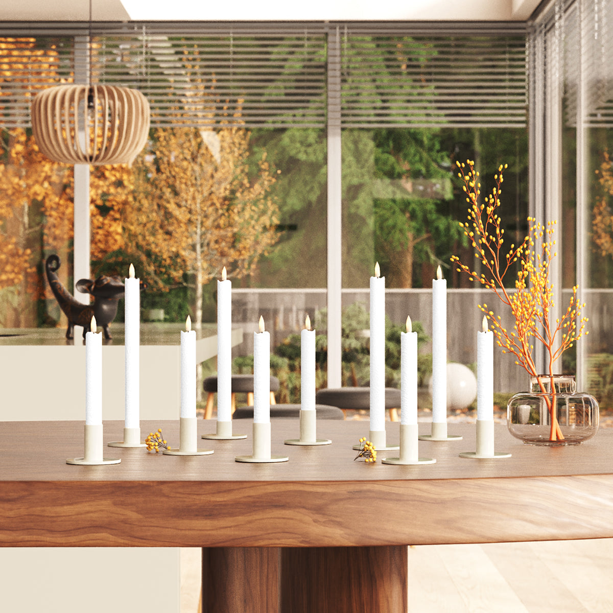 LED romántico Vela para candelabro paquete - Blanco - 6 piezas 15 cm | 4 piezas 24cm