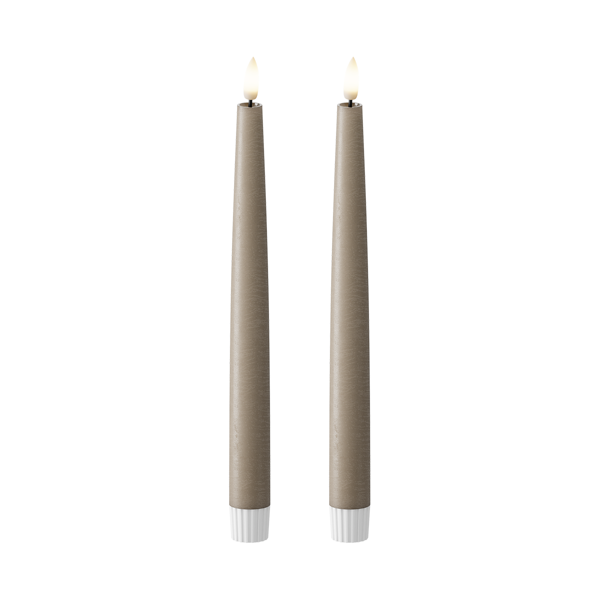 LED Kronelys 2 stk, Ø 2,2 x 25 cm Mokka