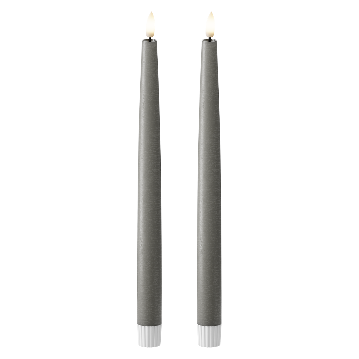 LED Kronelys 2 stk, Ø 2,2 x 29 cm Mørkegrå