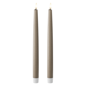 LED Kronelys 2 stk, Ø 2,2 x 29 cm Mokka