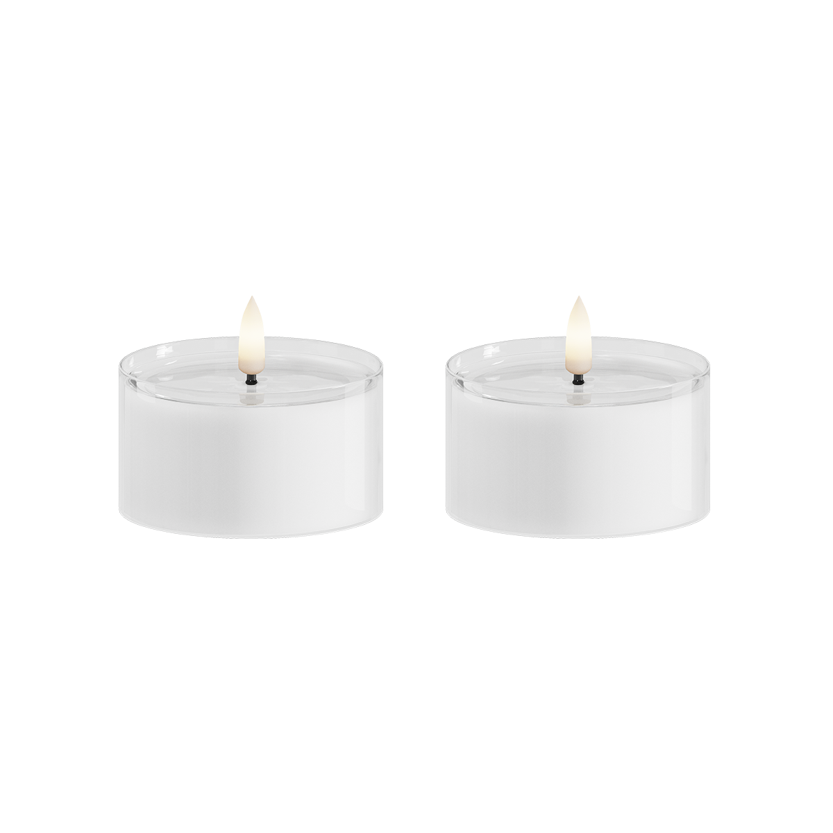 LED Vela de té en Vidrio 2 uds., Ø 7,5 x 4,3 cm Blanco
