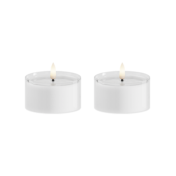 LED Vela de té en Vidrio 2 uds., Ø 7,5 x 4,3 cm Blanco