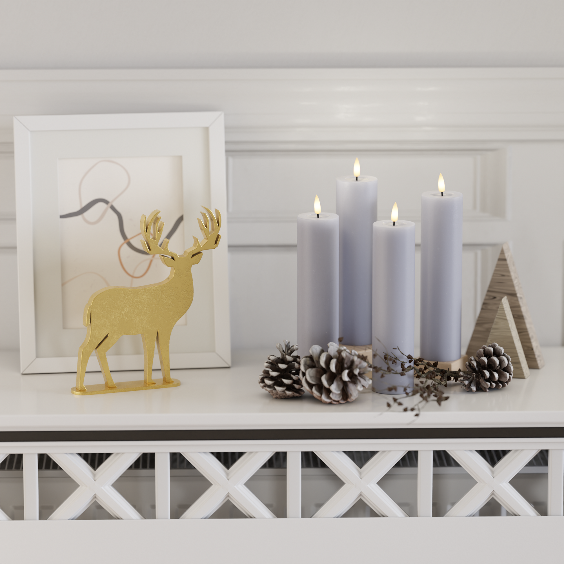 Deluxe Homeart LED Vela pilar paquete - Azul empolvado - 4 piezas 5 x 20 cm 2