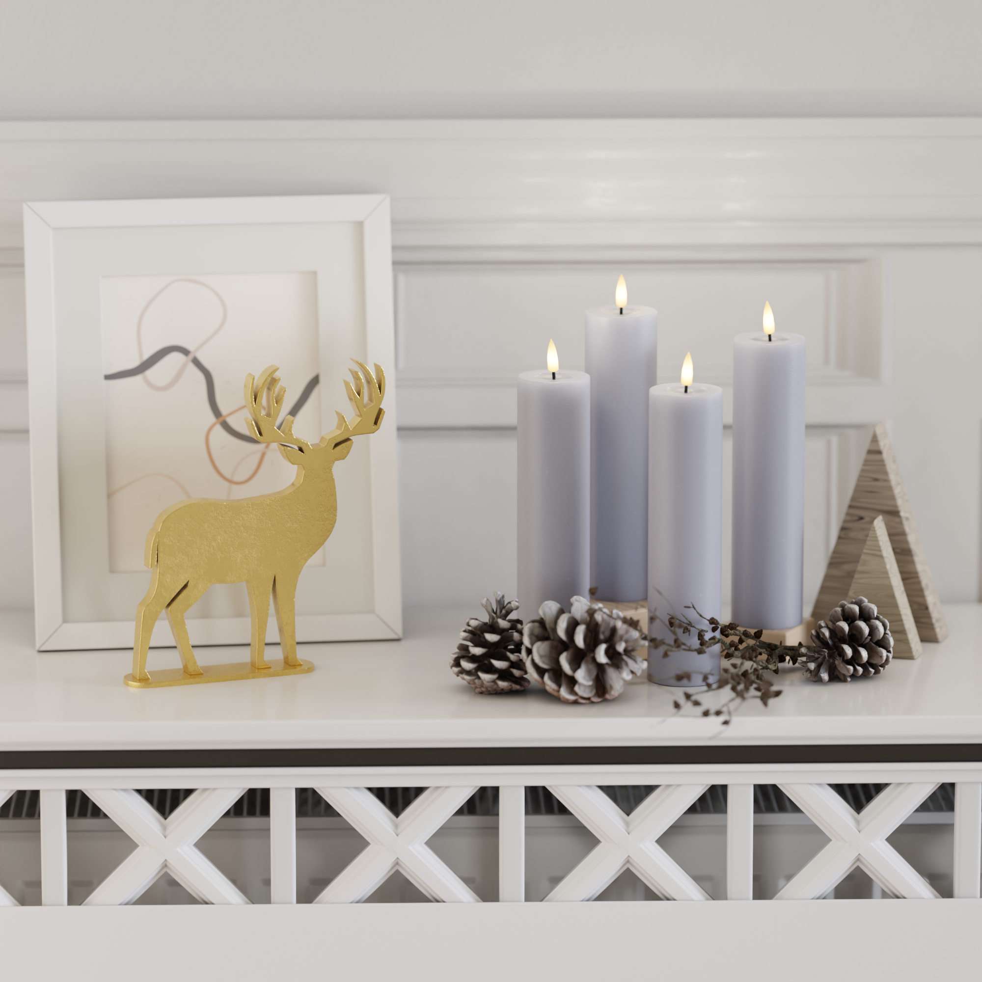 Deluxe Homeart LED Vela pilar paquete - Azul empolvado - 4 piezas 5 x 20 cm 2