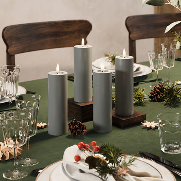 CONDUJO Vela pilar Ø 5 x 15 cm Gris - 4 PCS