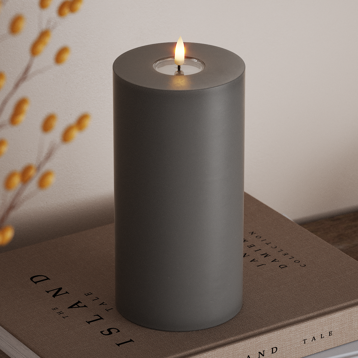 Deluxe Homeart LED Blokklys Ø 10 x 20 cm Grå LED blokklys 3