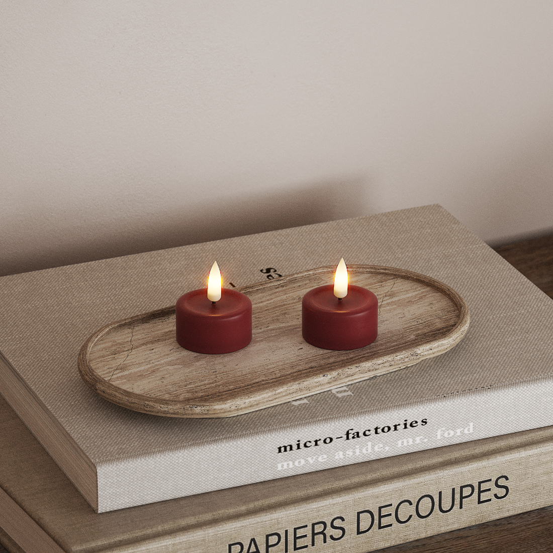 Deluxe Homeart LED Värmeljus 2 stycken Bordeaux LED Värmeljus 4