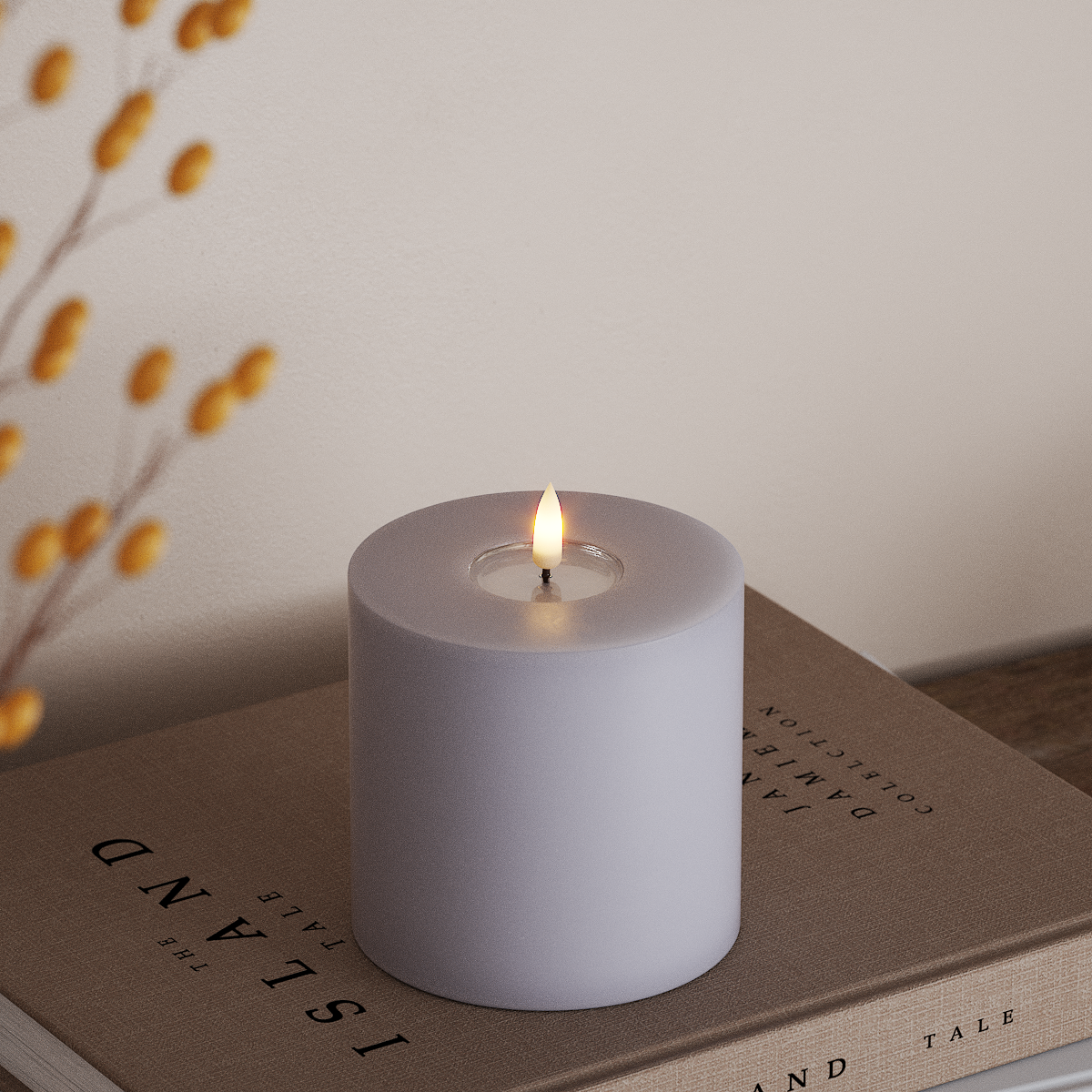 Deluxe Homeart LED Vela pilar Ø10x10cm Azul empolvado LED Vela pilar 3