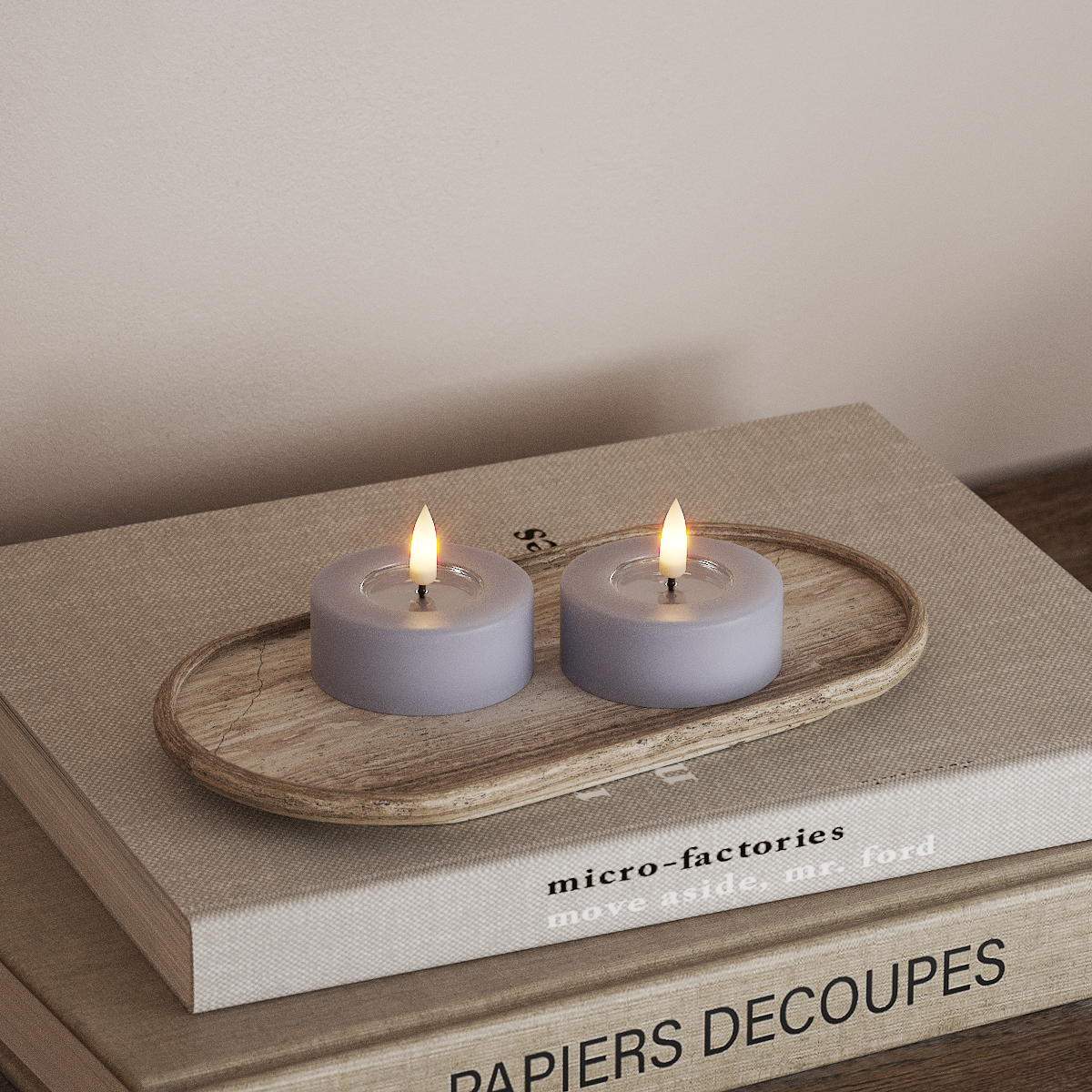 Deluxe Homeart LED gigante Vela de té 2 piezas grandes Azul empolvado LED gigante Vela de té 3