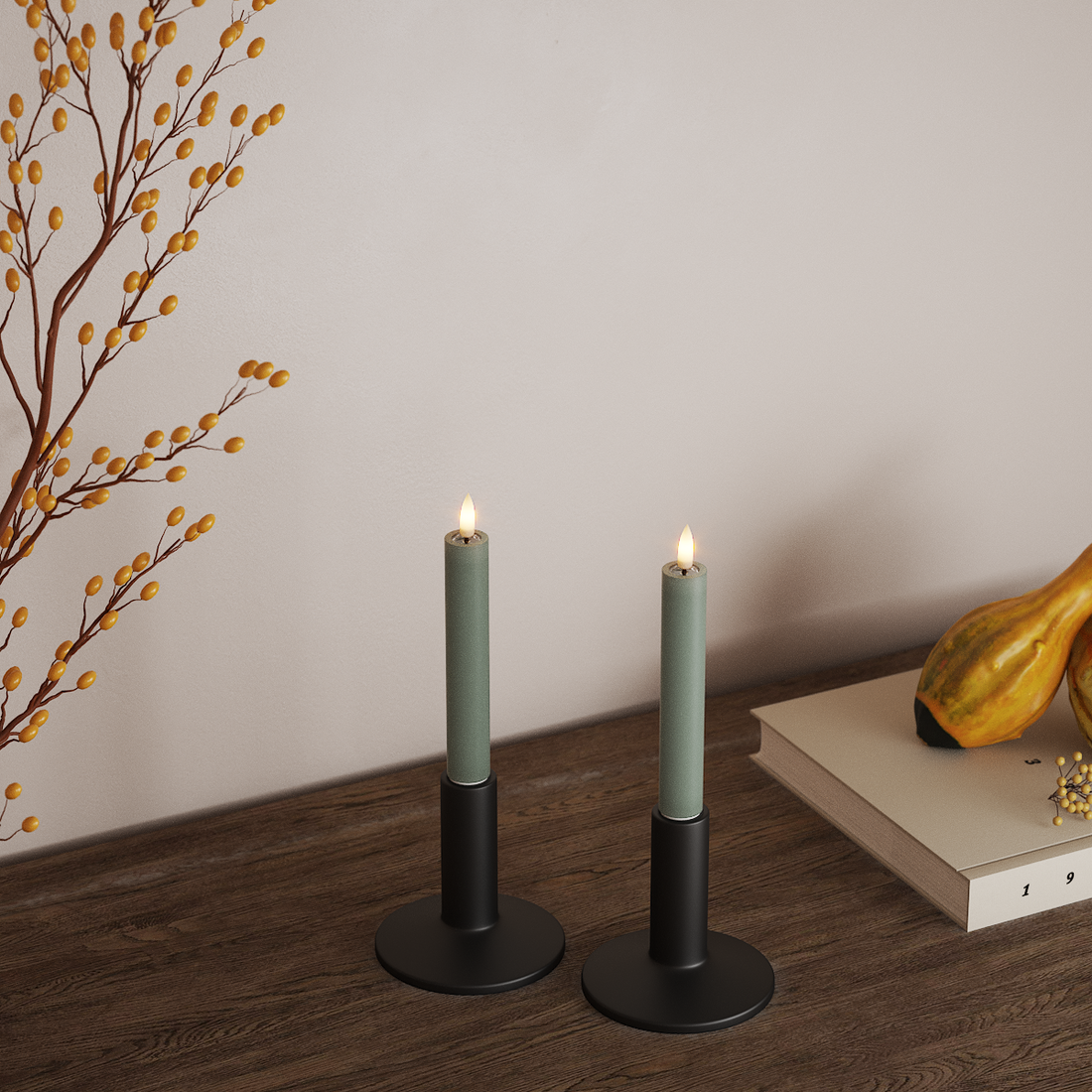 Deluxe Homeart LED Kronljus 2 st, Ø 2 x 15 cm Salviagrön LED Kronljus 4