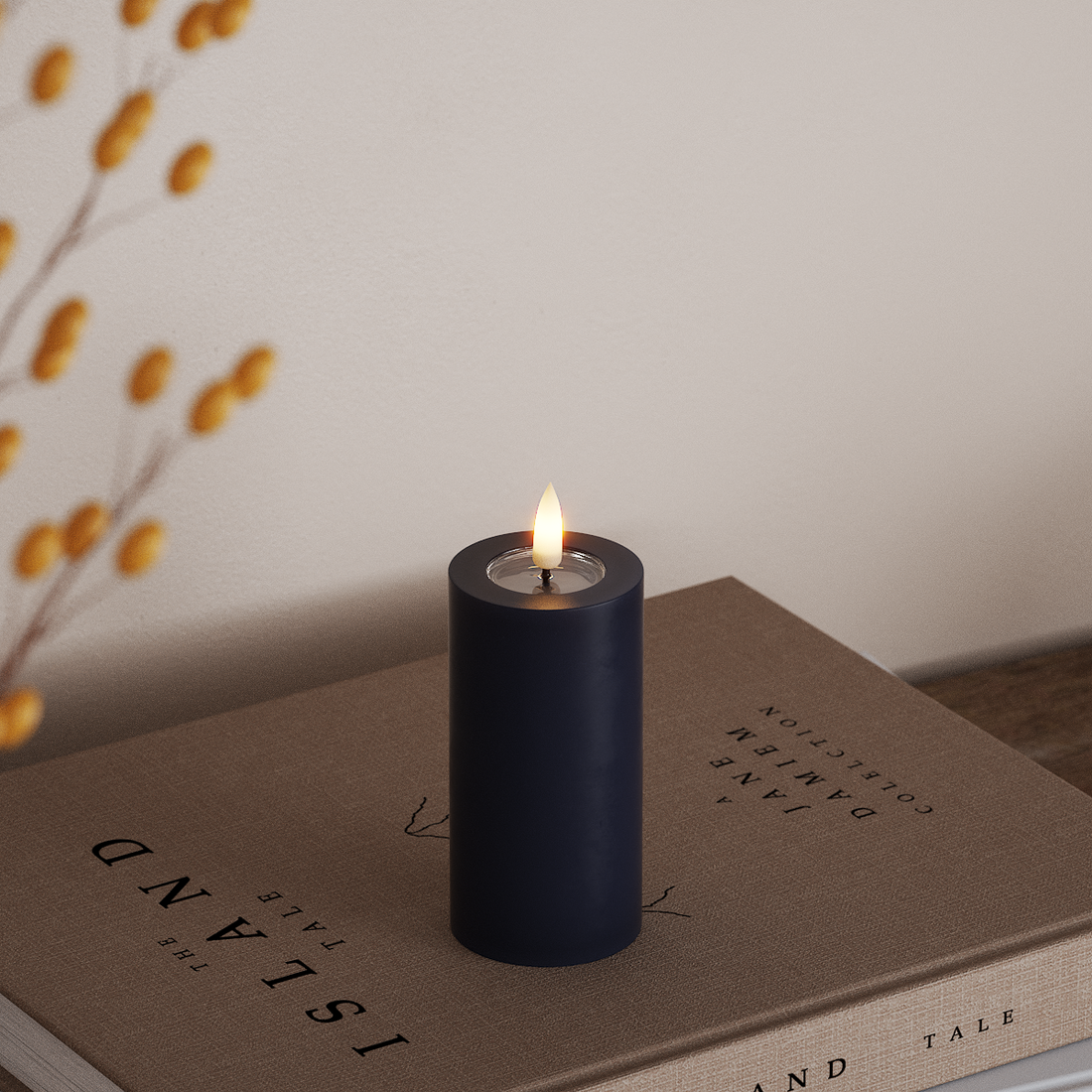 Deluxe Homeart LED Bloklys Ø 5 x 10 cm Kongeblå LED bloklys 4