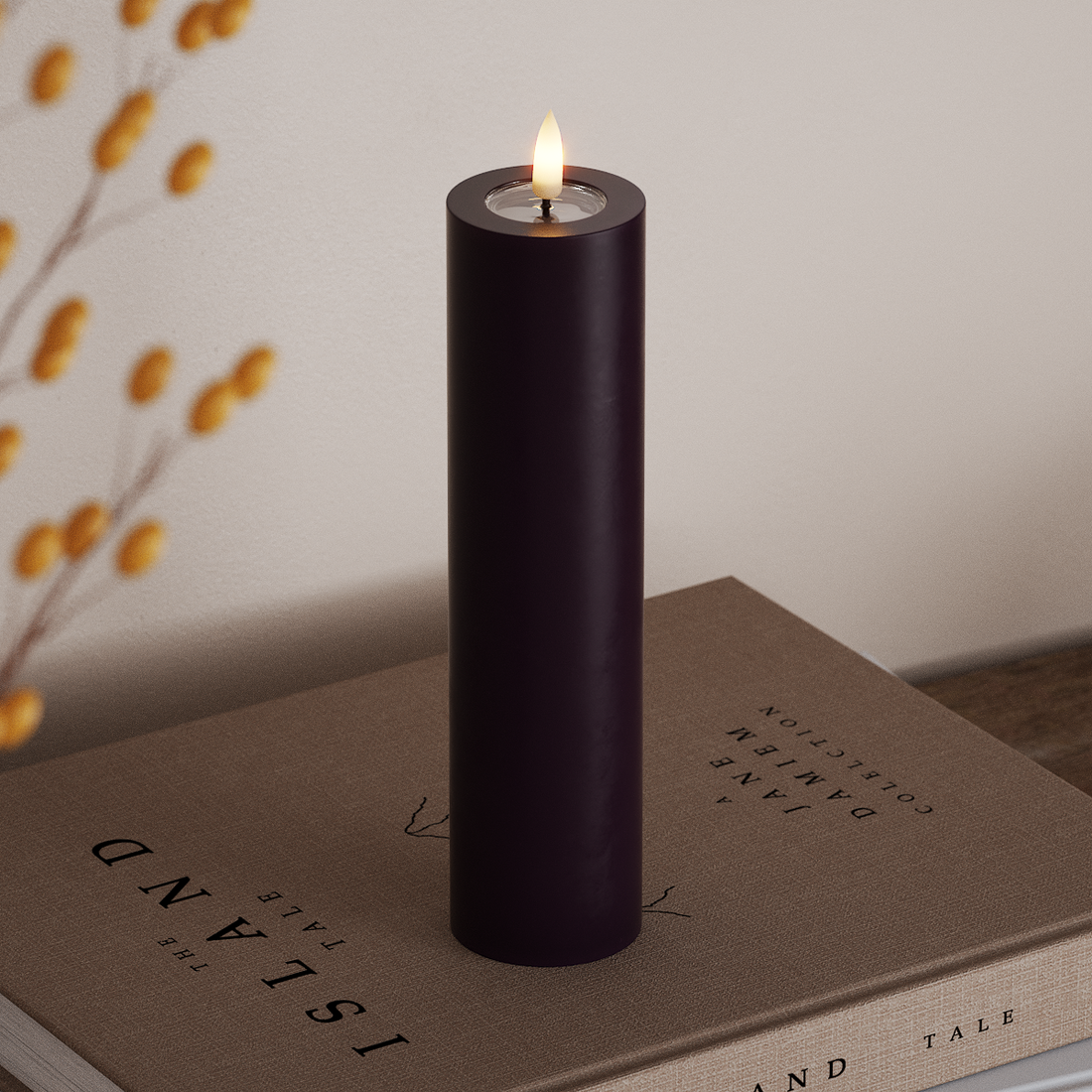 Deluxe Homeart LED Vela pilar Ø5x20cm Púrpura oscuro LED Vela pilar 4