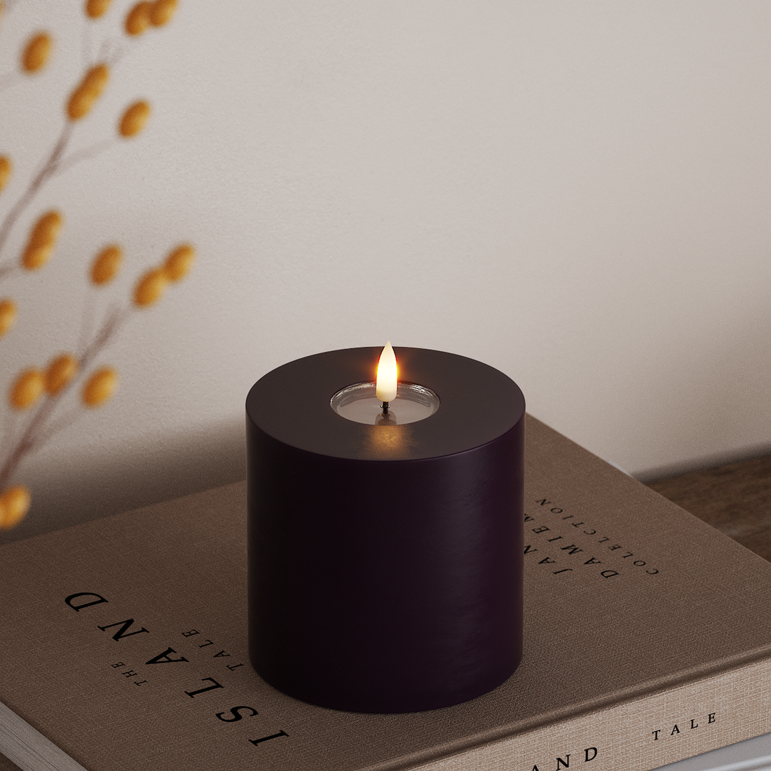 Deluxe Homeart LED Vela pilar Ø10x10cm Púrpura oscuro LED Vela pilar 4