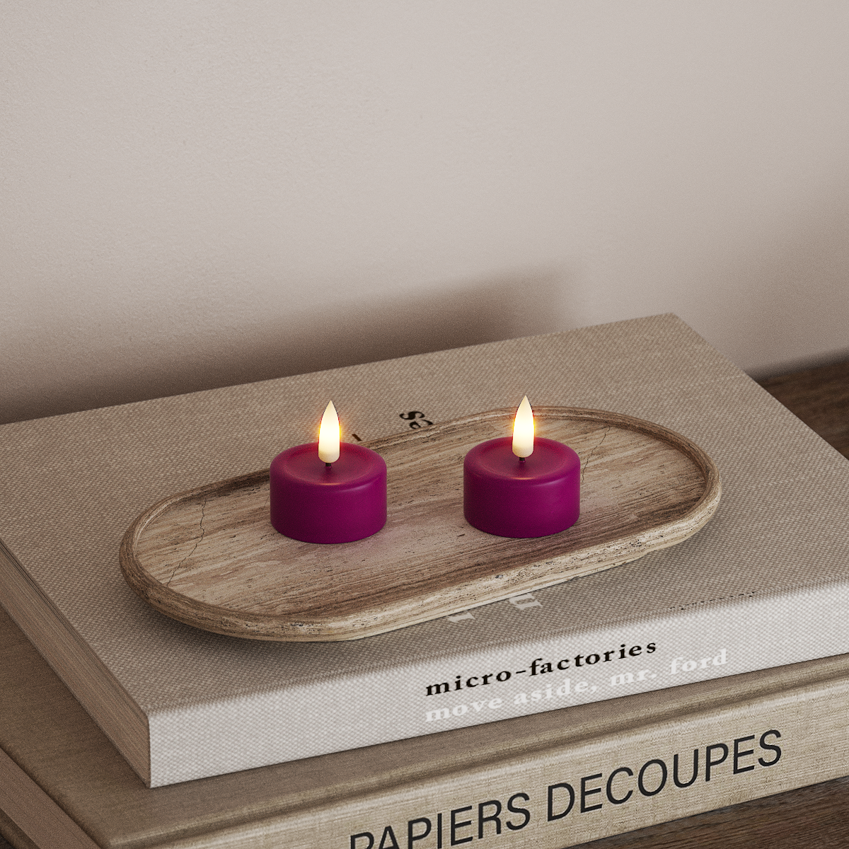 Deluxe Homeart LED-teeküünal 2 tk. Violett LED-teeküünal 3