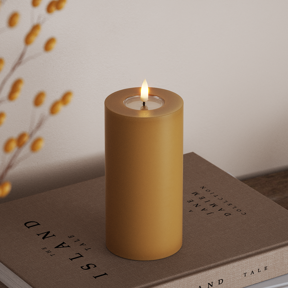 Deluxe Homeart LED Vela pilar Ø7,5x15cm Curry LED Vela pilar 3