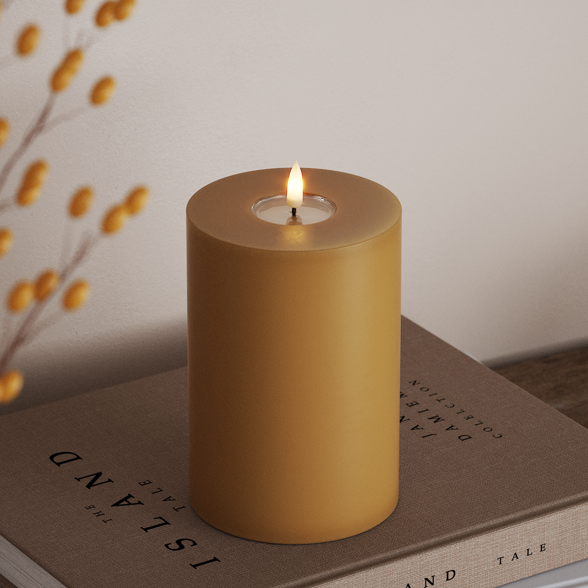 Deluxe Homeart LED Vela pilar Ø10x15cm Curry LED Vela pilar 3