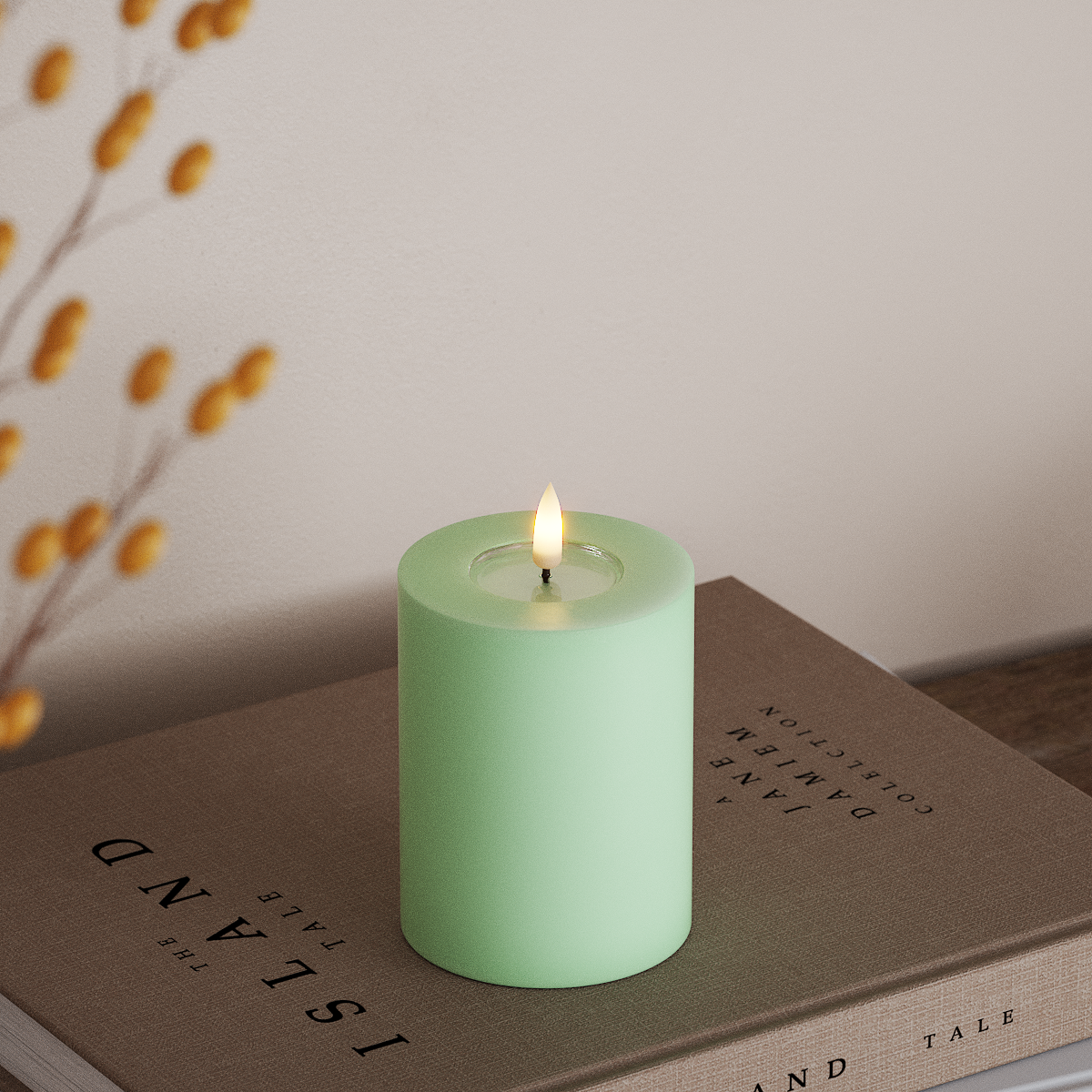 Deluxe Homeart LED Vela pilar Ø7,5x10cm Menta LED Vela pilar 3