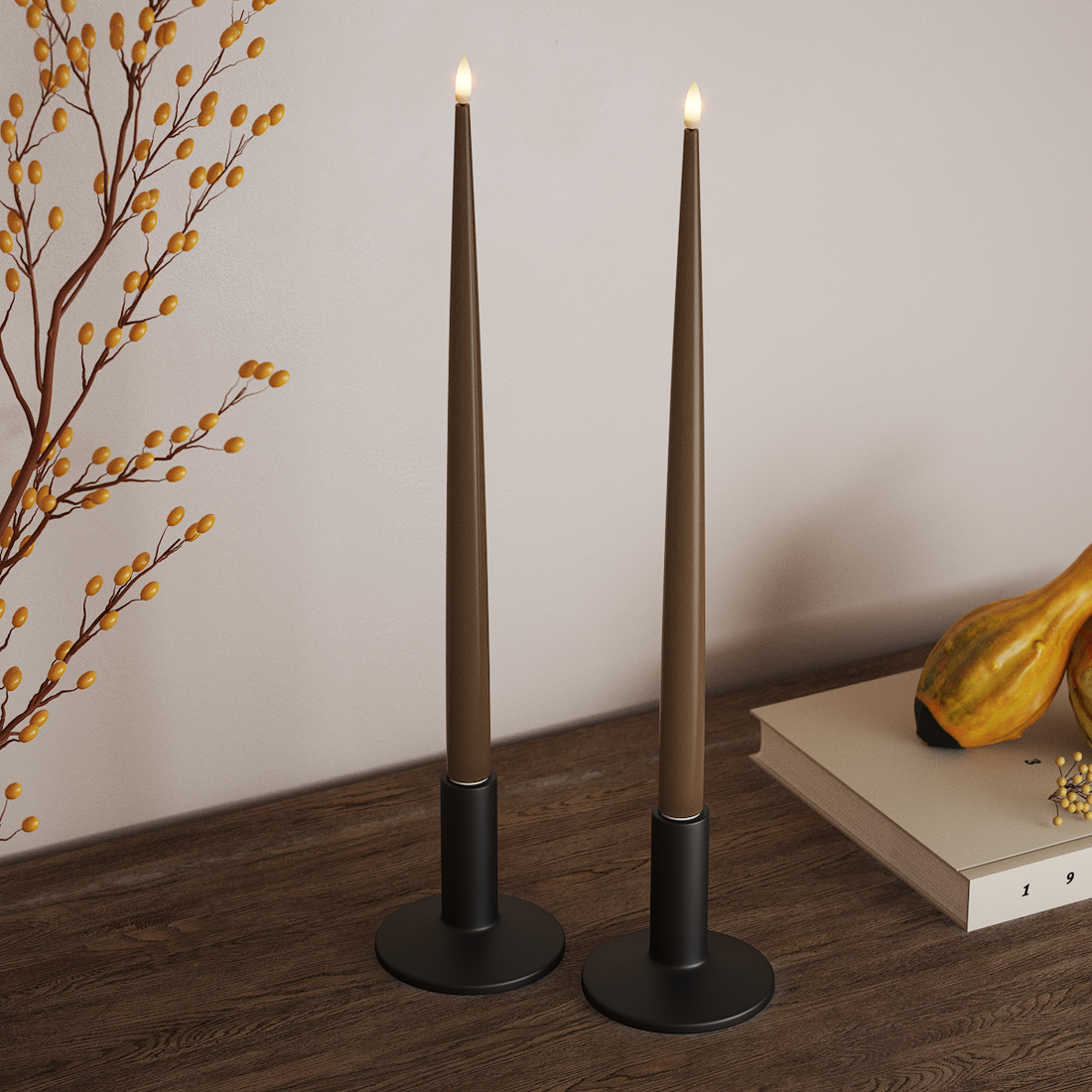 Deluxe Homeart LED Ljus Med Lack med Lack, 2 st 38 cm Karamell LED Ljus Med Lack 4