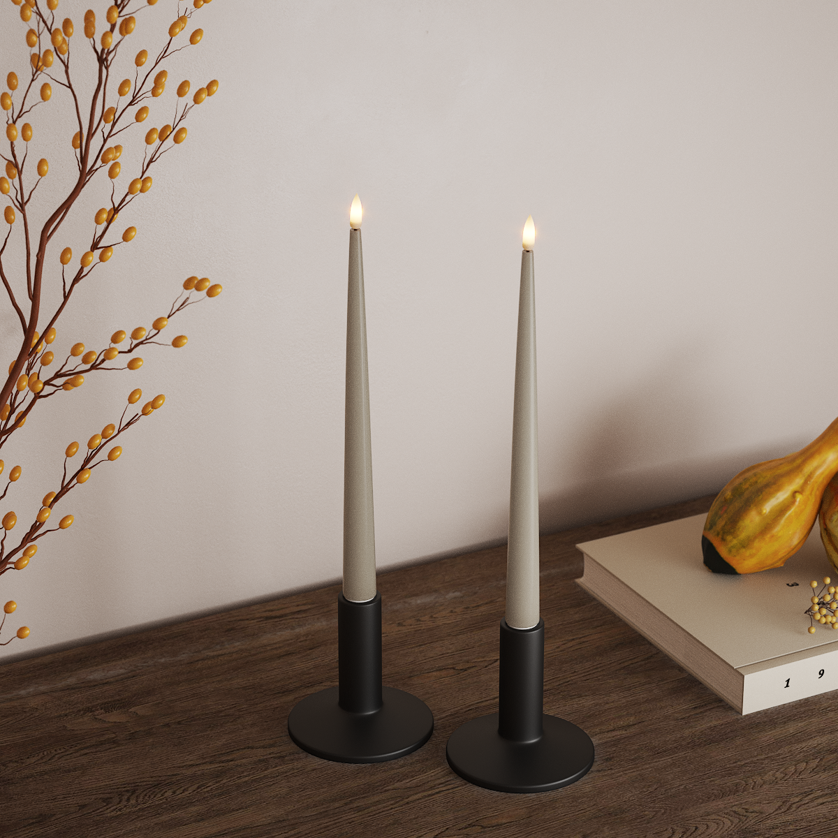 Deluxe Homeart LED Kertelys med Lak, 2 stk 28 cm Sand LED kertelys 3