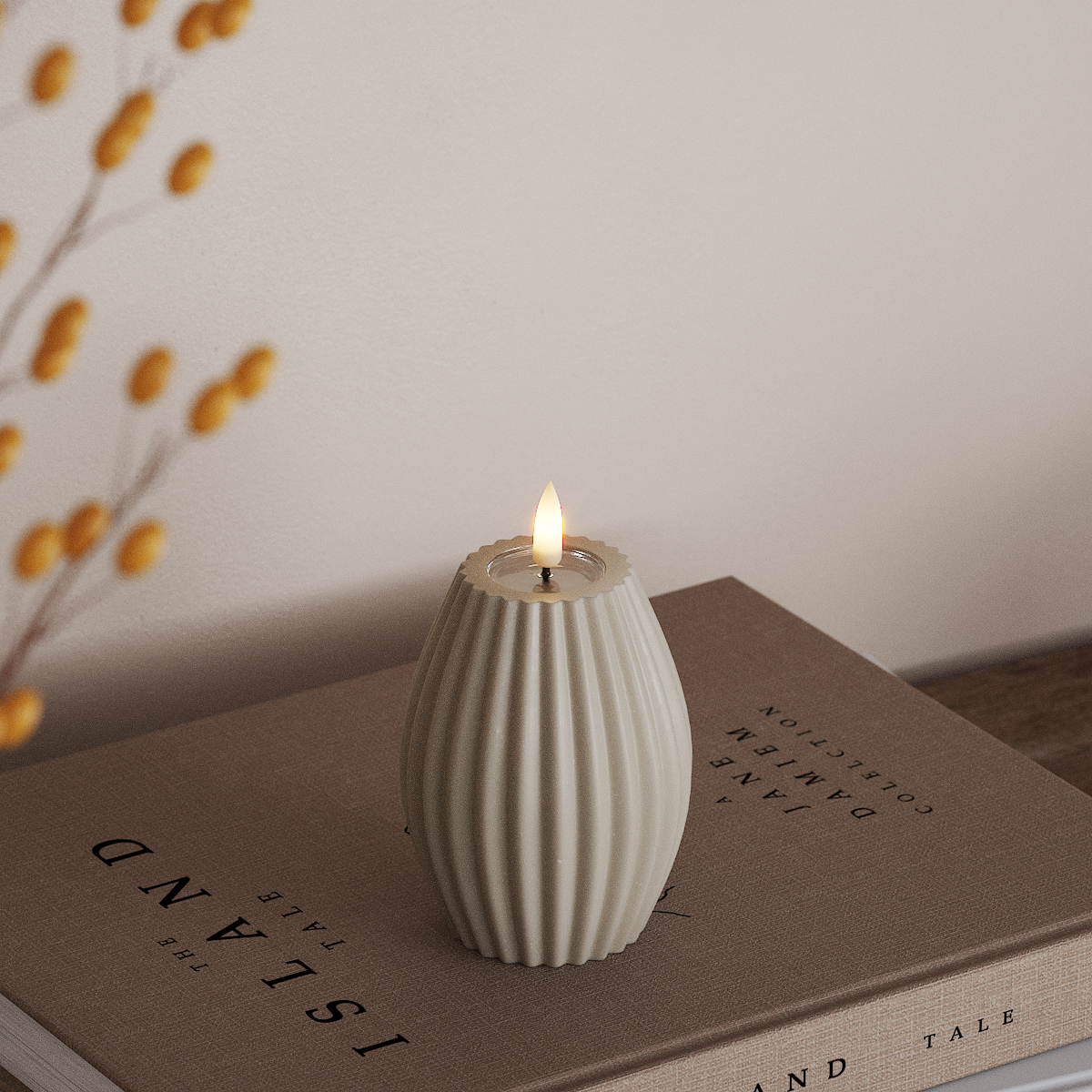 Deluxe Homeart LED Rillelys D 7,5 x H 10 cm Sand LED rillelys 3