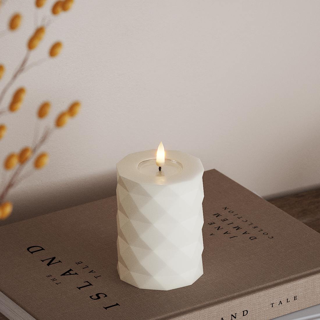 Deluxe Homeart Square LED Bloklys Ø 7,5 x 10 cm Hvid LED Square 4