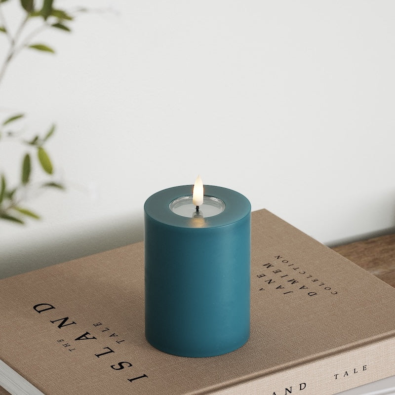 Deluxe Homeart LED Blockljus Ø 7,5 x 10 cm Petroleum