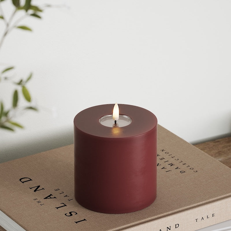 Deluxe Homeart Φωτιστικό μπλοκ LED Ø 10 x 10 cm Βουργουνδί