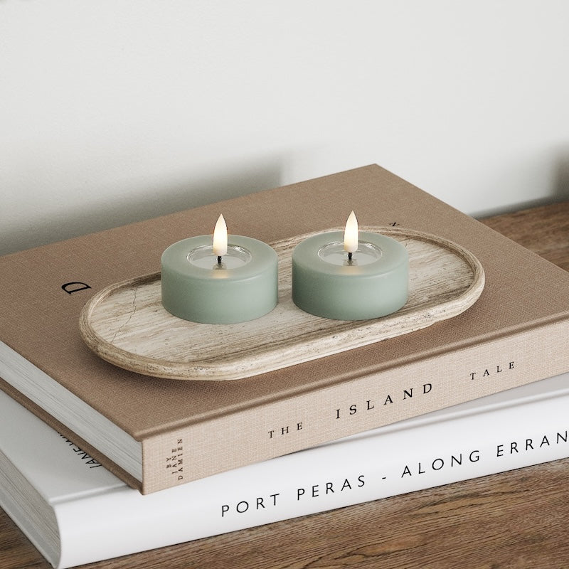 Deluxe Homeart LED Jumbo telys 2 stk. (Stor) Salviegrønn