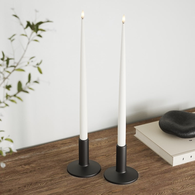 Deluxe Homeart LED Kertelys med Lak, 2 stk 38 cm Hvid LED kertelys 2