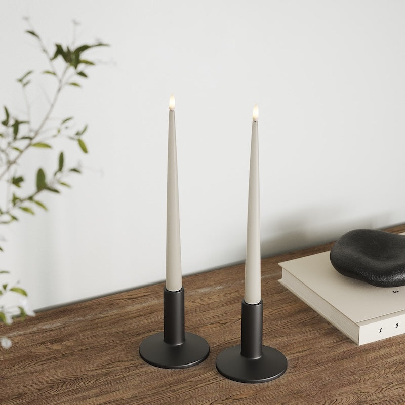 Deluxe Homeart LED Kertelys med Lak, 2 stk 28 cm Sand LED kertelys 2