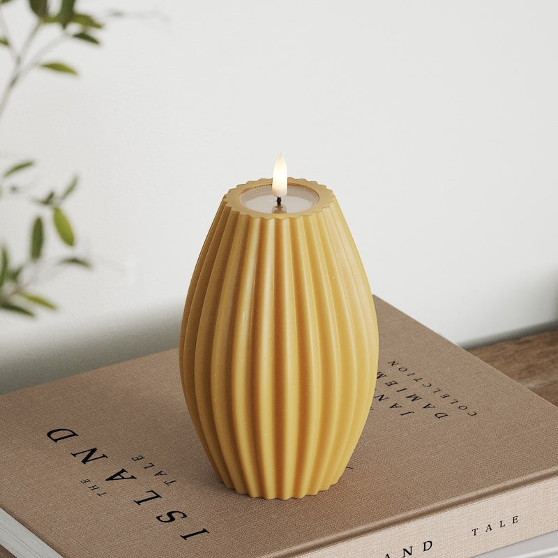 Deluxe Homeart LED Vela acanalada Fondo 10 x Alto 15 cm Curry