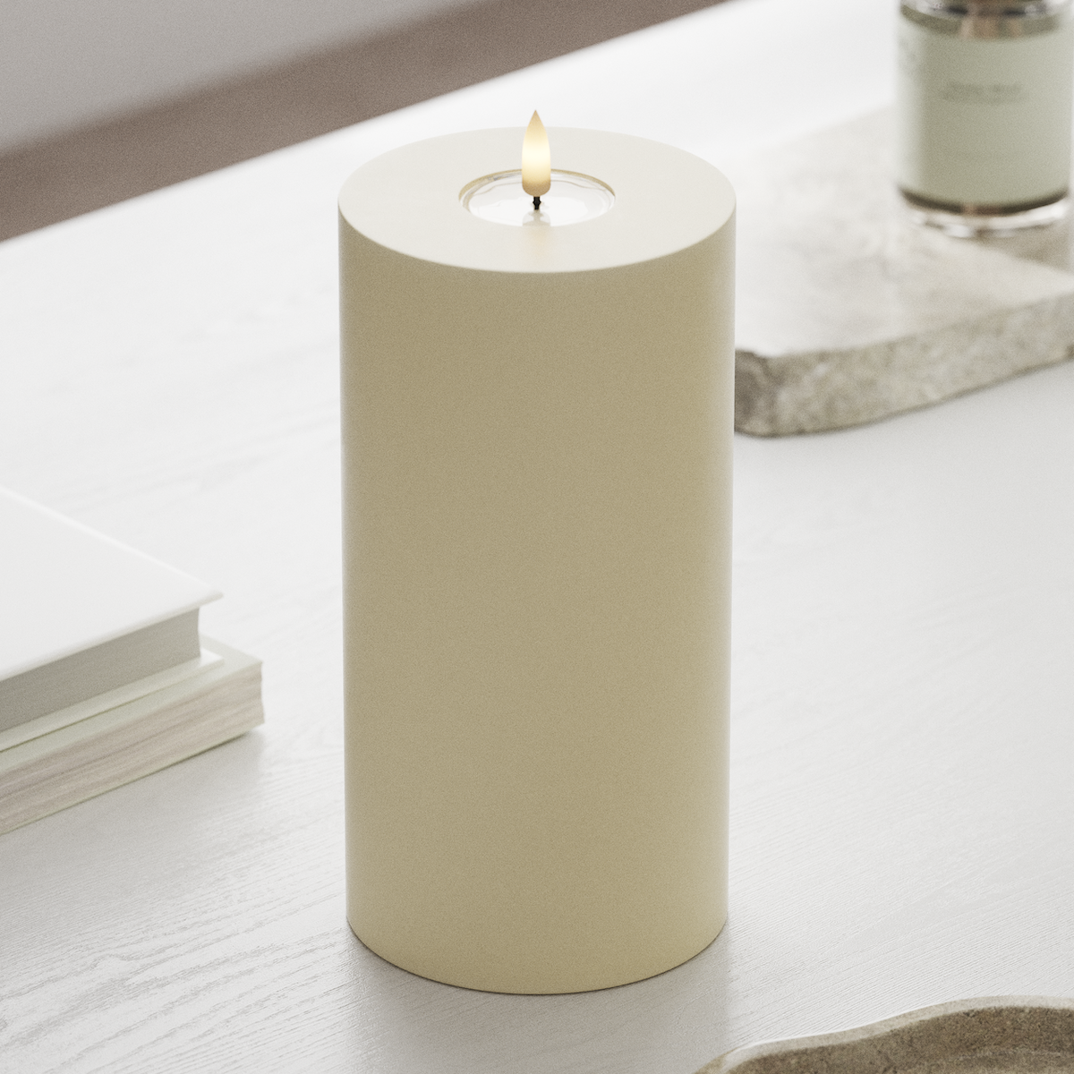 Deluxe Homeart LED plokkvalgusti Ø 10 x 20 cm Kreem LED-ploki tuli 1