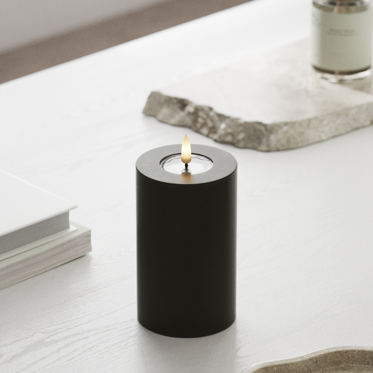 Deluxe Homeart LED Vela pilar Ø7,5x12,5cm Verde oscuro LED Vela pilar 1