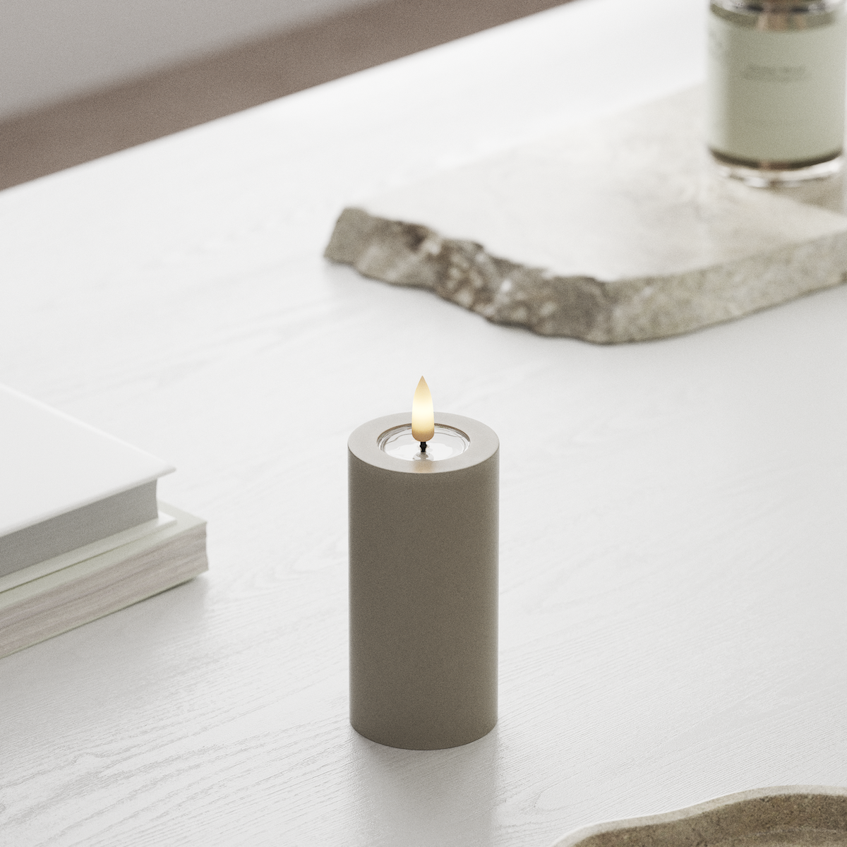 Deluxe Homeart LED Bloklys Ø 5 x 10 cm Sand LED bloklys 1