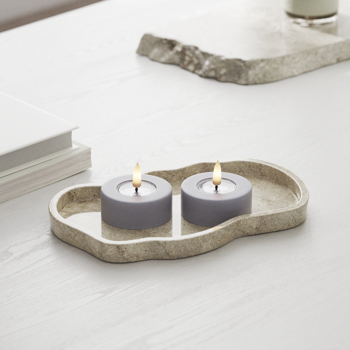 Deluxe Homeart LED gigante Vela de té 2 piezas grandes Azul empolvado LED gigante Vela de té 1