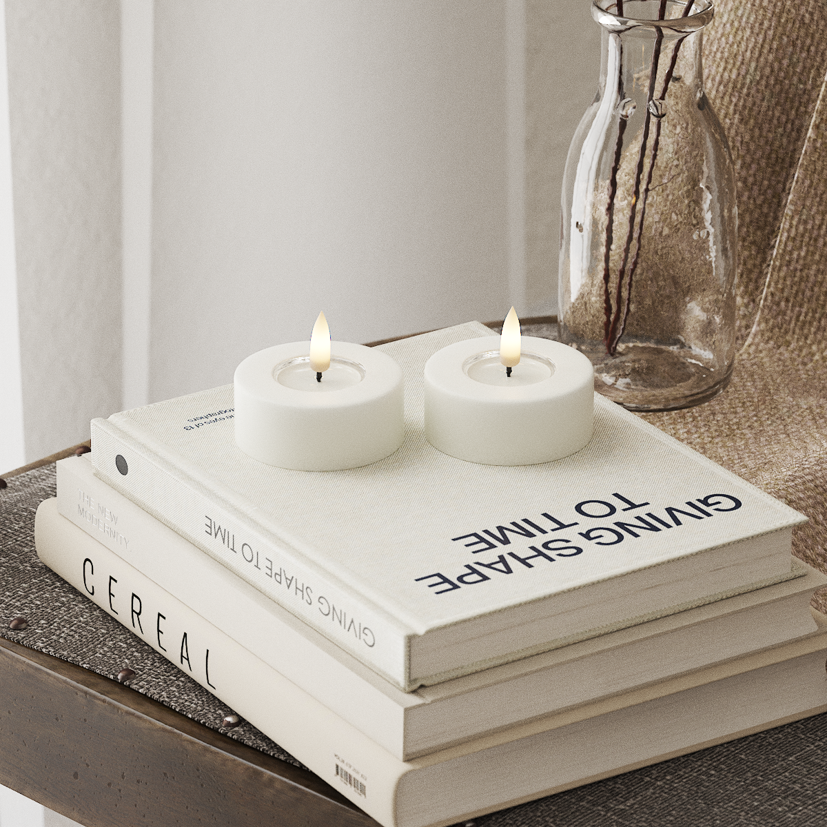 Deluxe Homeart LED Jumbo Fyrfadslys 2 stk. Store Hvid LED jumbo fyrfadslys 4