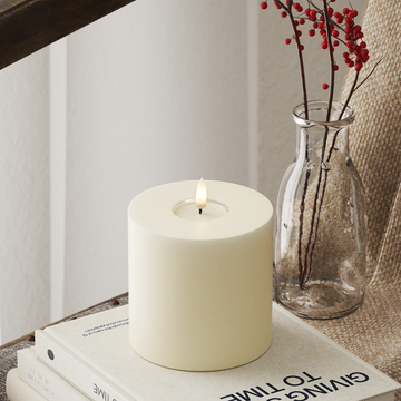 Deluxe Homeart LED Blockljus Ø 10 x 10 cm Kräm LED Blockljus 4