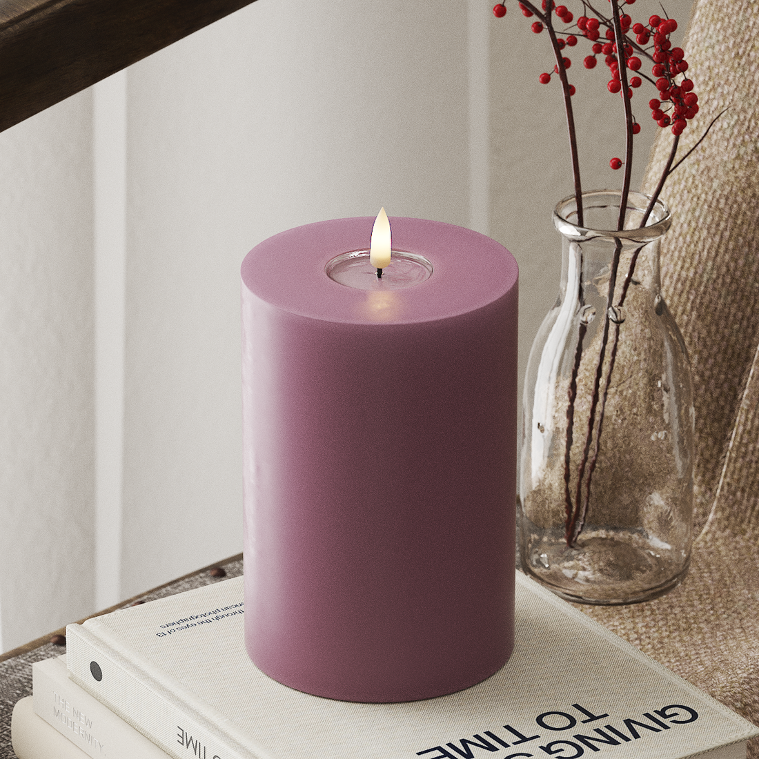Deluxe Homeart LED Vela pilar Ø10x15cm Púrpura claro LED Vela pilar 4