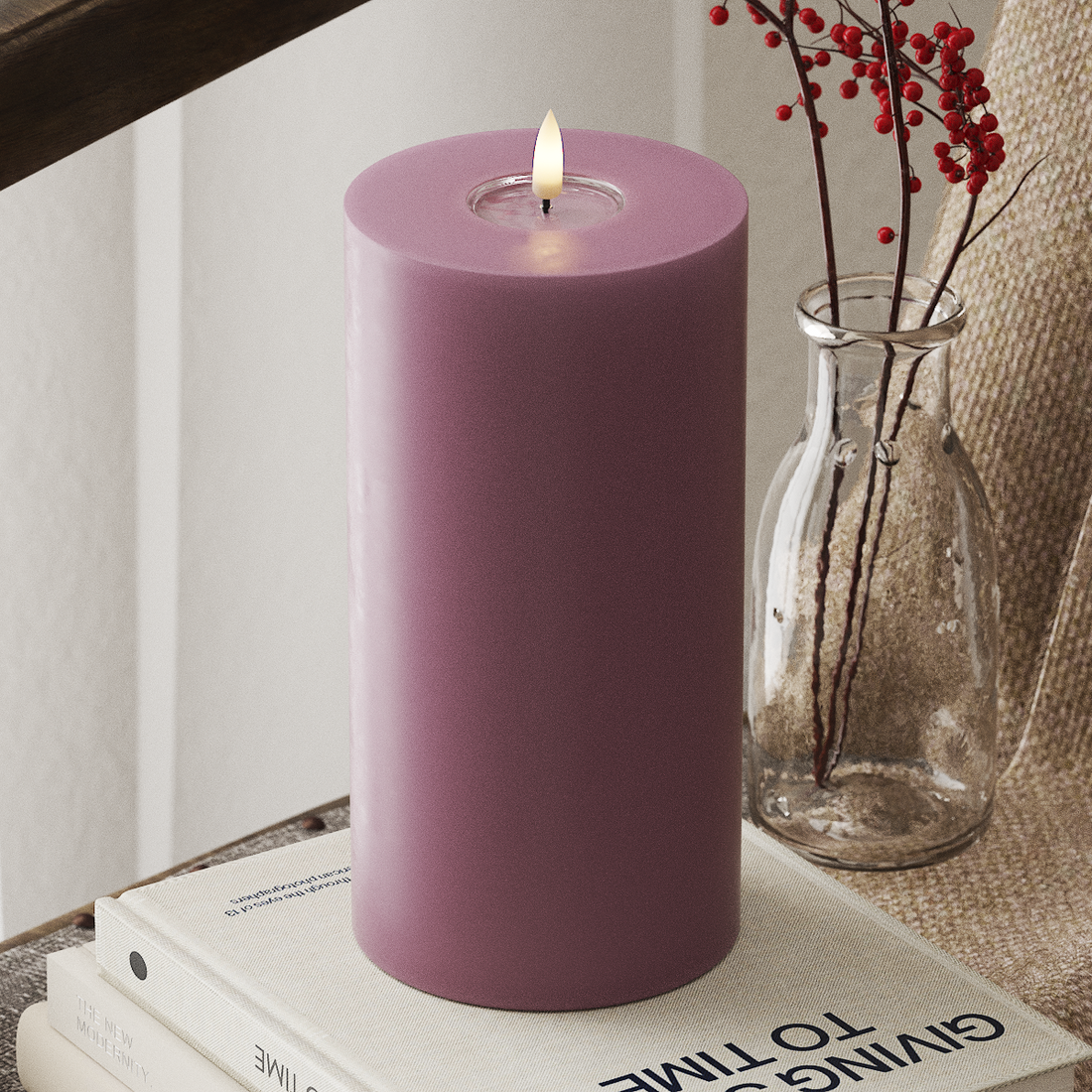Deluxe Homeart LED Vela pilar Ø10x20cm Púrpura claro LED Vela pilar 4