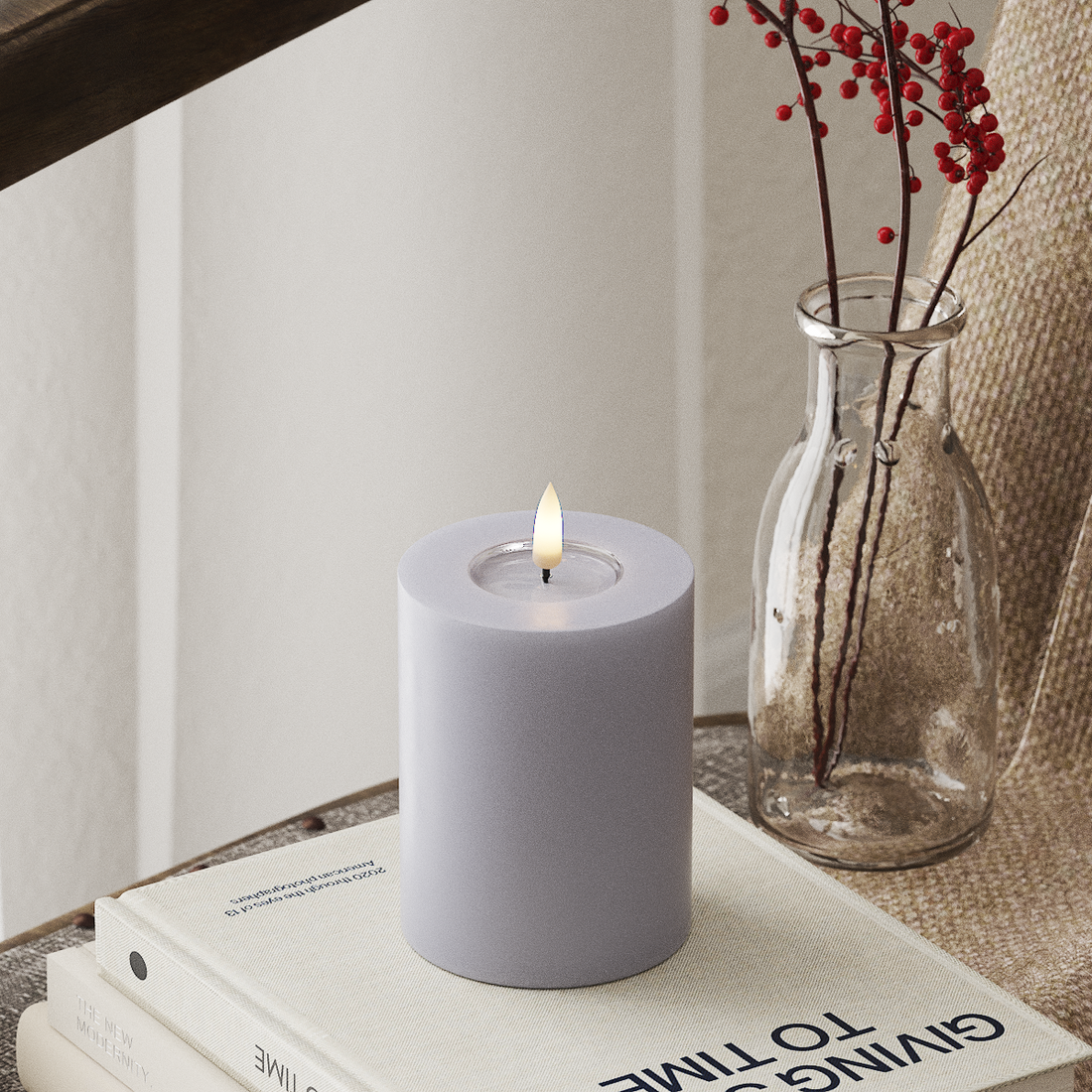 Deluxe Homeart LED Blockljus Ø 7,5 x 10 cm Stövet blå LED Blockljus 4