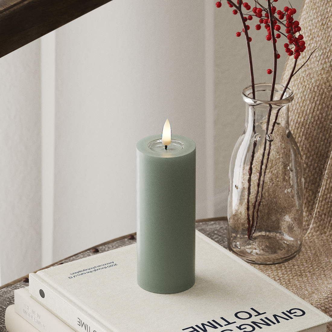 Deluxe Homeart LED Vela pilar Ø5x12,5cm Verde salvia LED Vela pilar 4