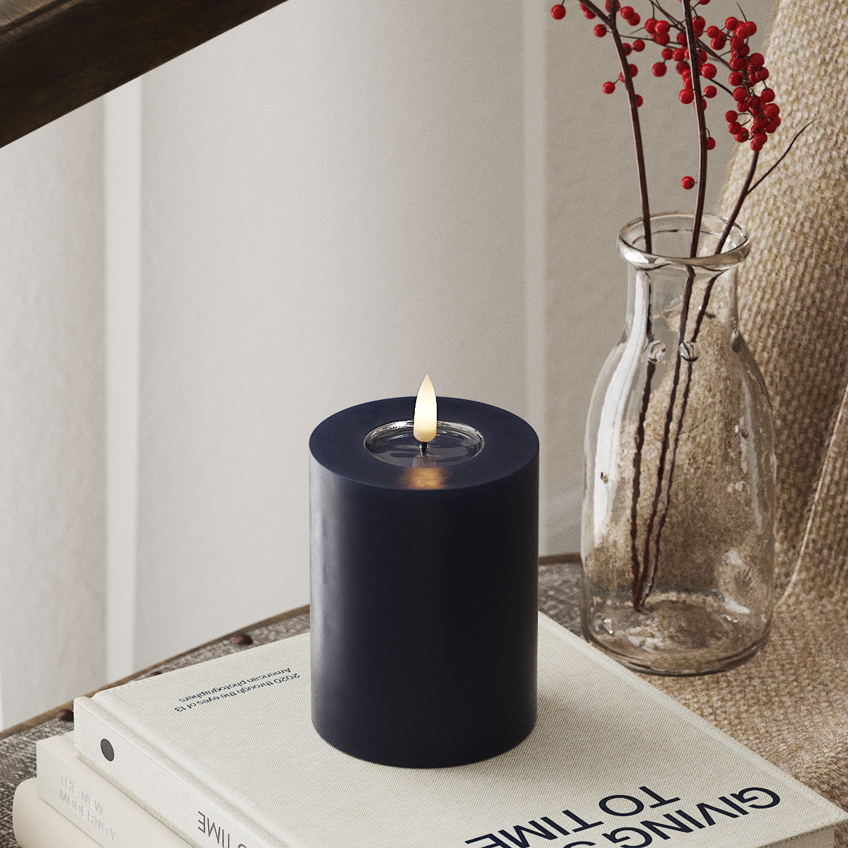 Deluxe Homeart LED Blockljus Ø 7,5 x 10 cm Kungsblå LED Blockljus 4