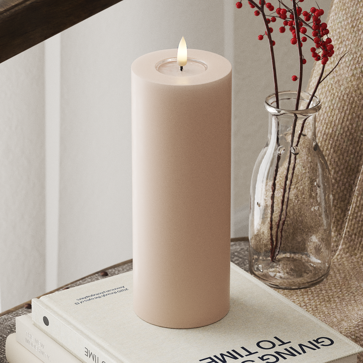 Deluxe Homeart LED Vela pilar Ø7,5x20cm Rosa LED Vela pilar 4