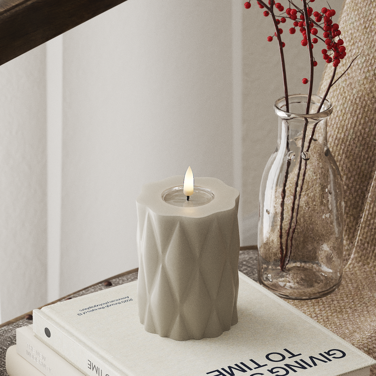 Deluxe Homeart Harlequin LED Bloklys Ø 7,5 x 10 cm Sand LED Harlequin 4