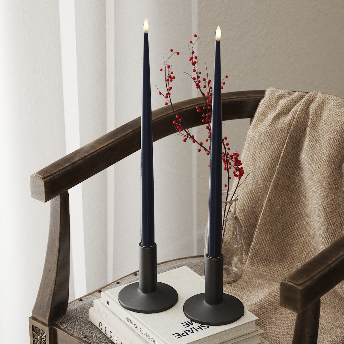Deluxe Homeart LED Ljus Med Lack med Lack, 2 st 38 cm Kungsblå LED Ljus Med Lack 4