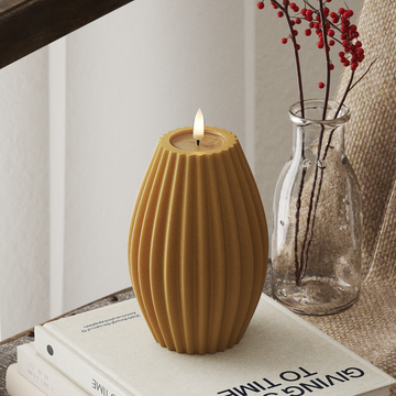 Deluxe Homeart LED Vela acanalada Fondo 10 x Alto 15 cm Curry LED Vela acanalada 4