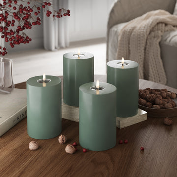 CONDUJO Vela pilar Ø 10 x 15 cm Verde jade - 4 PCS