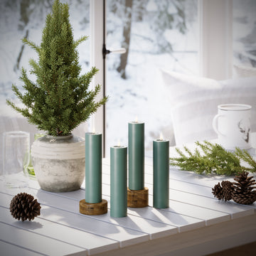 CONDUJO Vela pilar Ø 5 x 20 cm Verde jade - 4 PCS