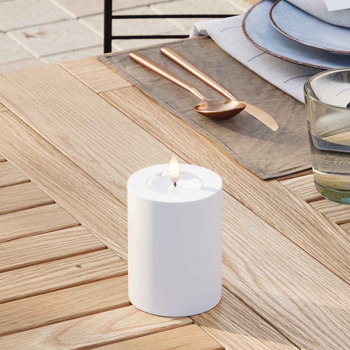 Deluxe Homeart Udendørs LED Bloklys Ø 7,5 x 10 cm Hvid LED udendørslys bloklys 3